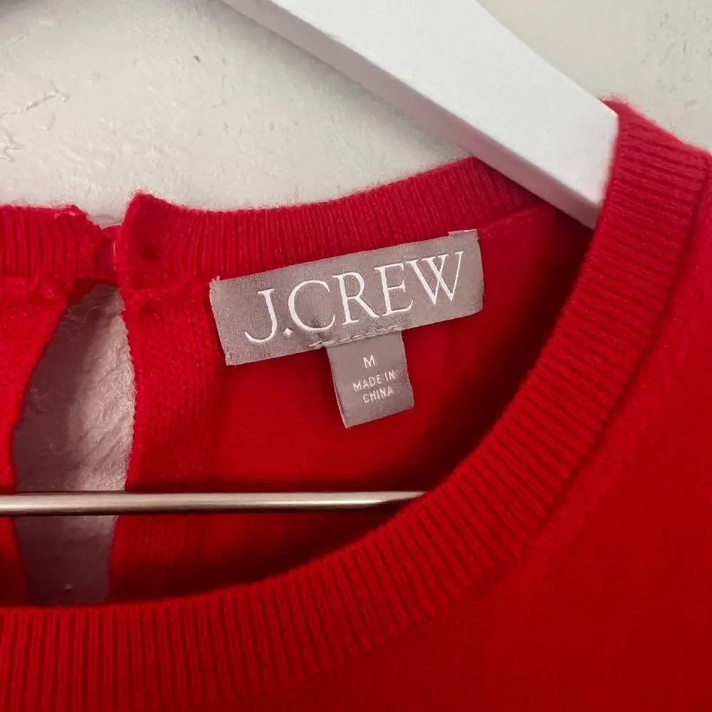 J.Crew Featherweight Cashmere Blend Cropped Sweater Shell Red M CB883